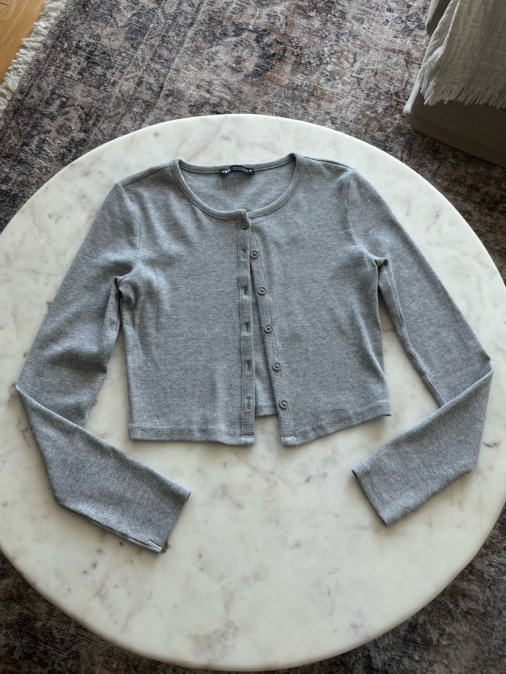 Zara Cropped Button-Down Cardigan Top